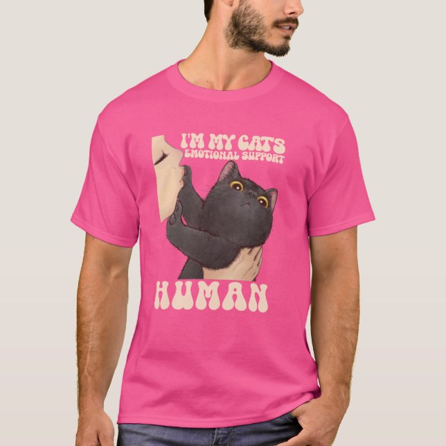 Jag är min kattes humana matstödsmatta. t shirt (Framsida)