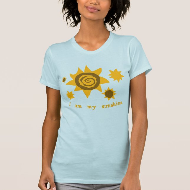 Jag är min solskenGult Brown Flowers Sol Blå himme T Shirt (Framsida)