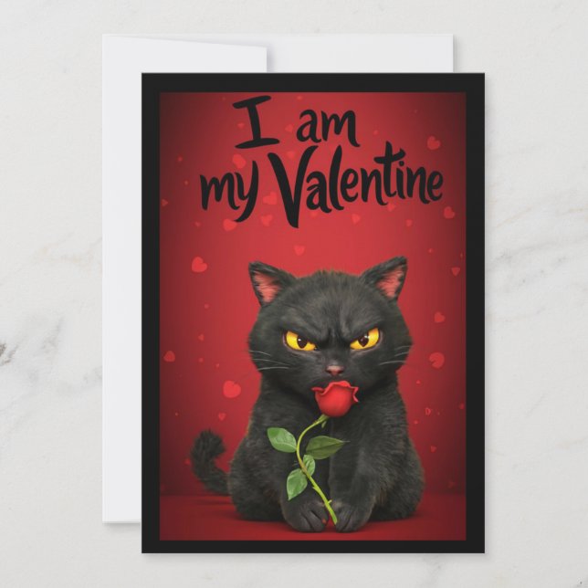 Jag är min Valentine Black Cat Julkort (Framsida)