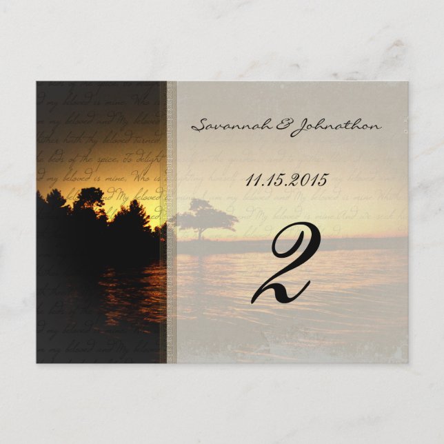 Jag är mina Solnedgångskort i Bröllop Bordsnummer (Framsida)