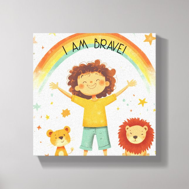 Jag är Modig - barnbekräftelse Canvastryck (Framsida)