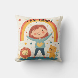 Jag är Modig - barnbekräftelse Dekorativ kudde