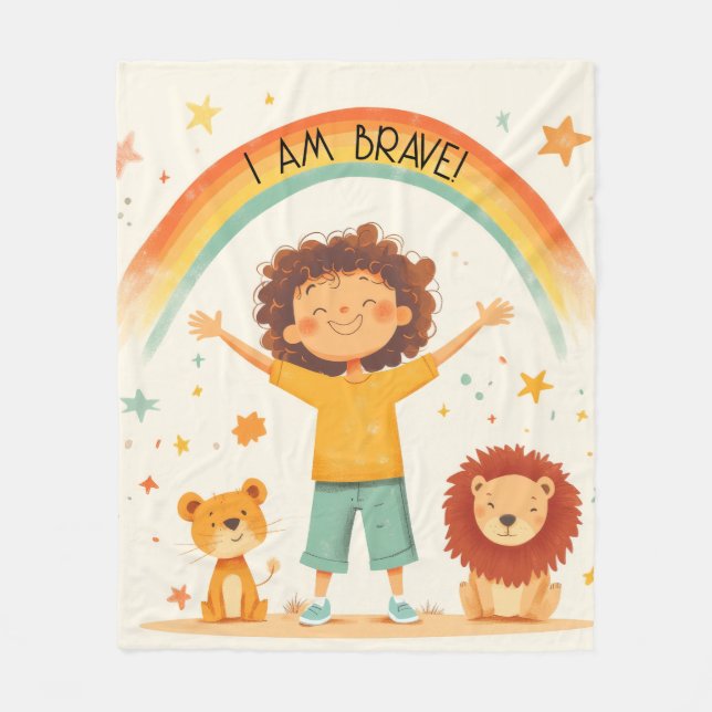 Jag är Modig - barnbekräftelse Fleecefilt (Framsidan)