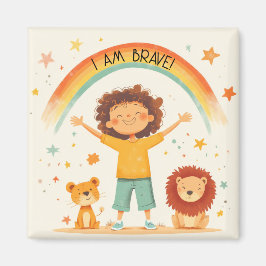 Jag är Modig - barnbekräftelse Magnet