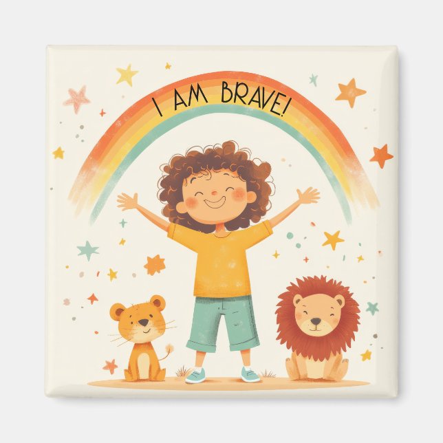 Jag är Modig - barnbekräftelse Magnet (Framsidan)