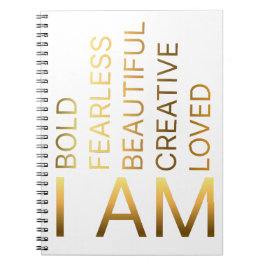 JAG ÄR Modig, Räddlös, Vacker, Kreativ, Älskad Anteckningsbok