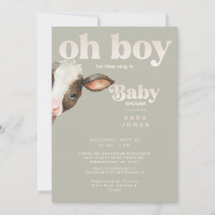 Jag är moo-ving in Neutralt Baby Shower Inbjudningar