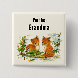 Jag är mormor Cute Vintage Foxes Knapp