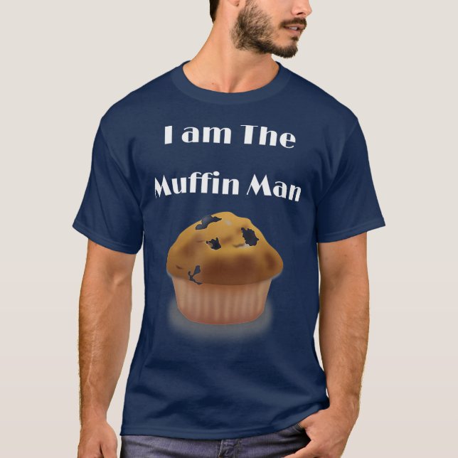 Jag är Muffin Man som skildrar blåbär Muffin T Shirt (Framsida)