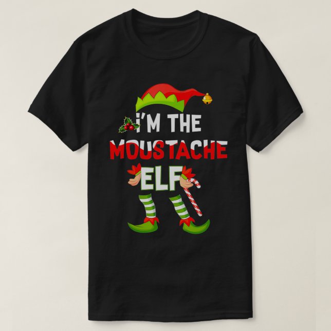 Jag är Mustache Elf-julmatchningen Pajamas T Shirt (Design framsida)