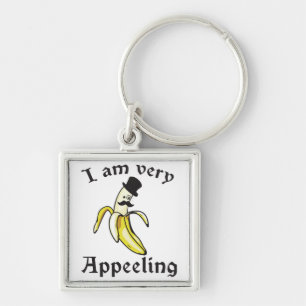 Jag är mycket tilltalande - Banana Pun Fyrkantig Silverfärgad Nyckelring