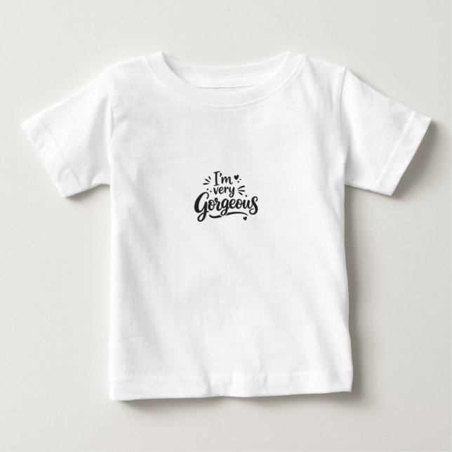 Jag är mycket vacker Baby Fin Jersey T-Shirt Prese (Framsida)