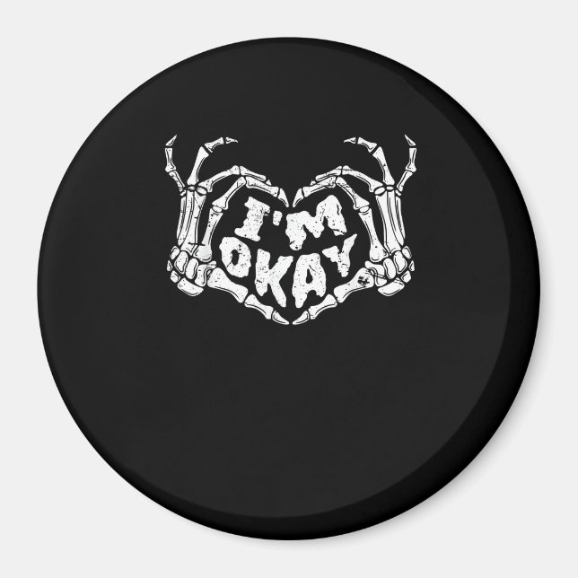 Jag är nos Halloween Costume Skeleton Händer Han Magnet (Framsidan)