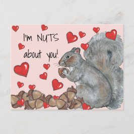 Jag är Nöt om dig Cute Squirrel, Hearts Valentine Helg Vykort