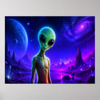 Jag är nyfiken på dig också grön mager utomjording poster