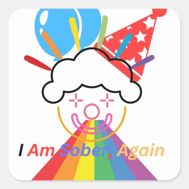 Jag är nykter igen fyrkantigt klistermärke (Framsida)