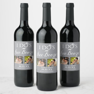 Jag är och gratis Sprit Modern Bröllop spara datum Vinflaska Etikett