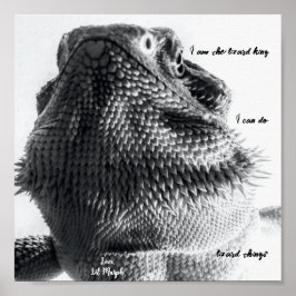 "Jag är ödla kung" Black and White Lizard Poster
