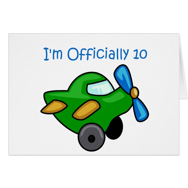 Jag är officiellt 10, Jet Flygplan Hälsningskort (Framsidan Horizontal)