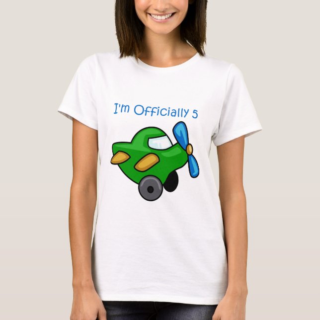 Jag är officiellt 5, Jet Flygplan Tee Shirt (Framsida)