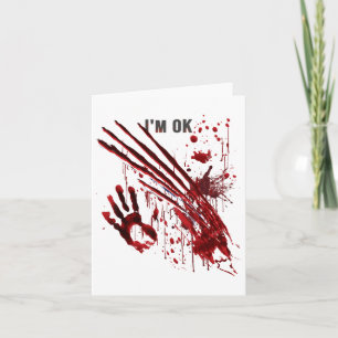 Jag är okej Blodig Hand Blodstänk Handavtryck Klor Kort