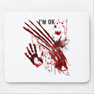 Jag är okej Bloody Hand Blood Splatter Handprint K Musmatta