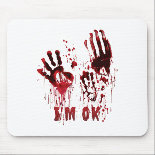 Jag är okej Bloody Hand Blood Splatter Zombie Hall Musmatta