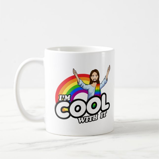 Jag är okej med det - Rainbow Jesus Kaffemugg (Vänster)