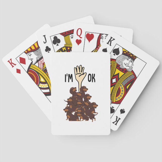 Jag är okej, nolla Dachshund Hund Pet Owner Casinokort (Baksidan)