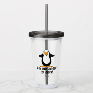 Jag är omringad av Idiots Funny Penguin Take Away Mugg