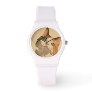 Jag är Öron: Calico Cat Porträtt Armbandsur