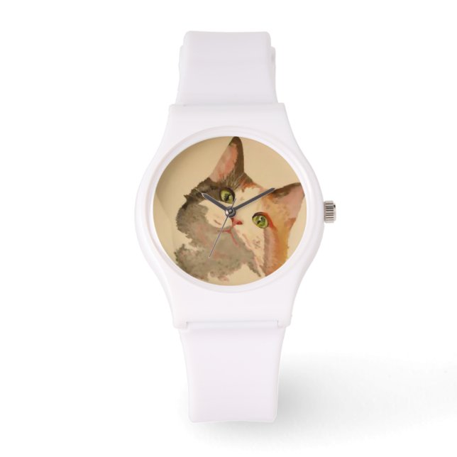 Jag är Öron: Calico Cat Porträtt Armbandsur (Framsida)