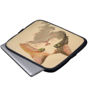 Jag är Öron: Calico Cat Porträtt Laptop Sleeve