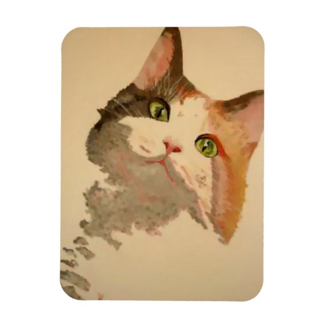 Jag är Öron: Calico Cat Porträtt Magnet (Vertikal)