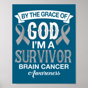 Jag är överlevande hjärncancer medvetenhet grå ban poster