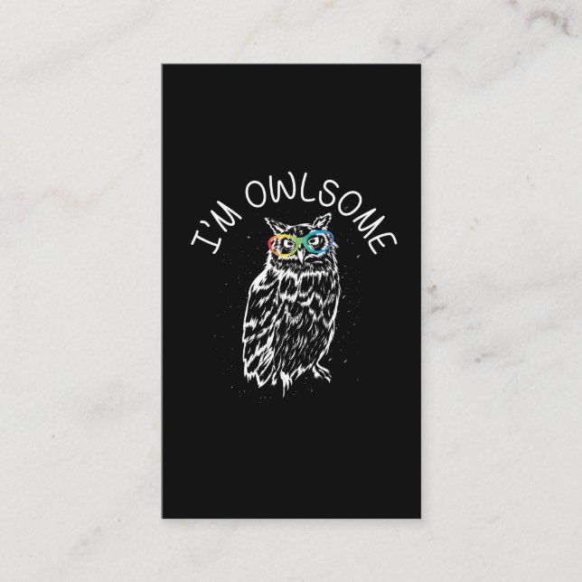 Jag är Owlsome Sunglasses Fantastisk Uggla Älskare Visitkort (Framsida)