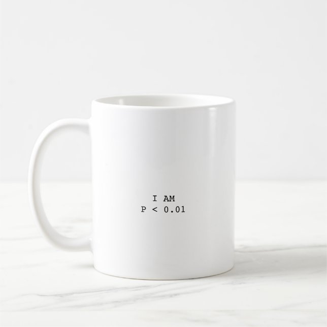 Jag är P < 0,01 Psykologstatistik Roligt Present Kaffemugg (Vänster)