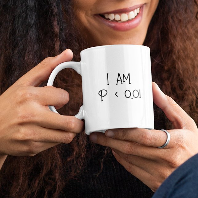 Jag är P < 0,01 Psykologstatistik Roligt Present Kaffemugg (Skapare uppladdad)