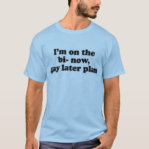 Jag är på bi nu gay senare planen tee shirt