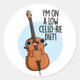 Jag är på Cello-rie Diet Funny Cello Pun Runt Klistermärke