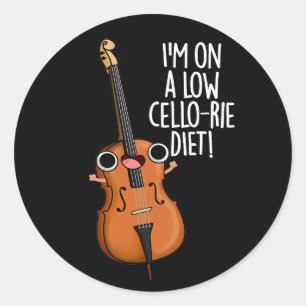 Jag är på en låg Cello-rie Diet Cello Pun-Mörk BG Runt Klistermärke