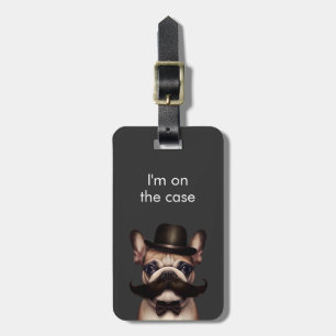"Jag är på fodral" Frenchie Grått Bagagebricka