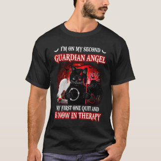 Jag är på min andra Guardian Angel Coola Black Cat T Shirt
