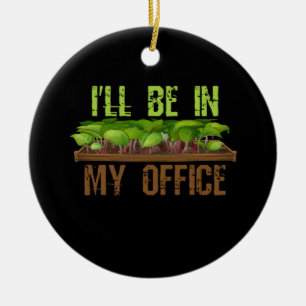Jag är på mitt kontor julgransprydnad keramik