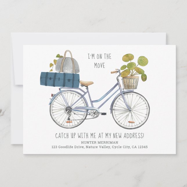 Jag är på Move Bicycle och Luggage Funny Flytta Meddelande (Framsida)