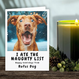 Jag är på Naughty List-Hund julfoto Helgkort