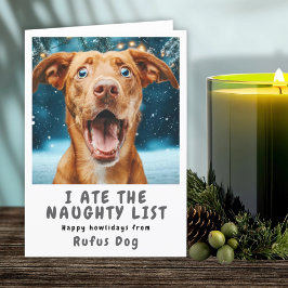 Jag är på Naughty List-Hund julfoto Helgkort