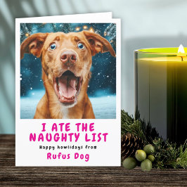 Jag är på Naughty List-Hund julfoto Helgkort
