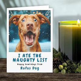 Jag är på Naughty List-Hund julfoto Helgkort
