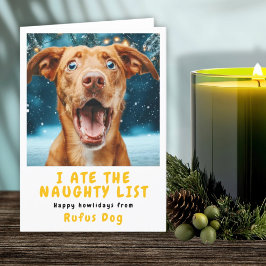 Jag är på Naughty List-Hund julfoto Helgkort